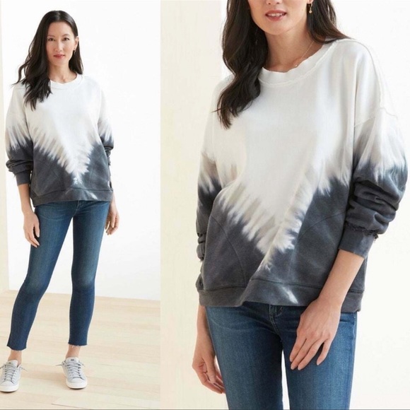 Free People Movement Oversized Black/White Combo Ombre Metti Crew Size L - Picture 2 of 9